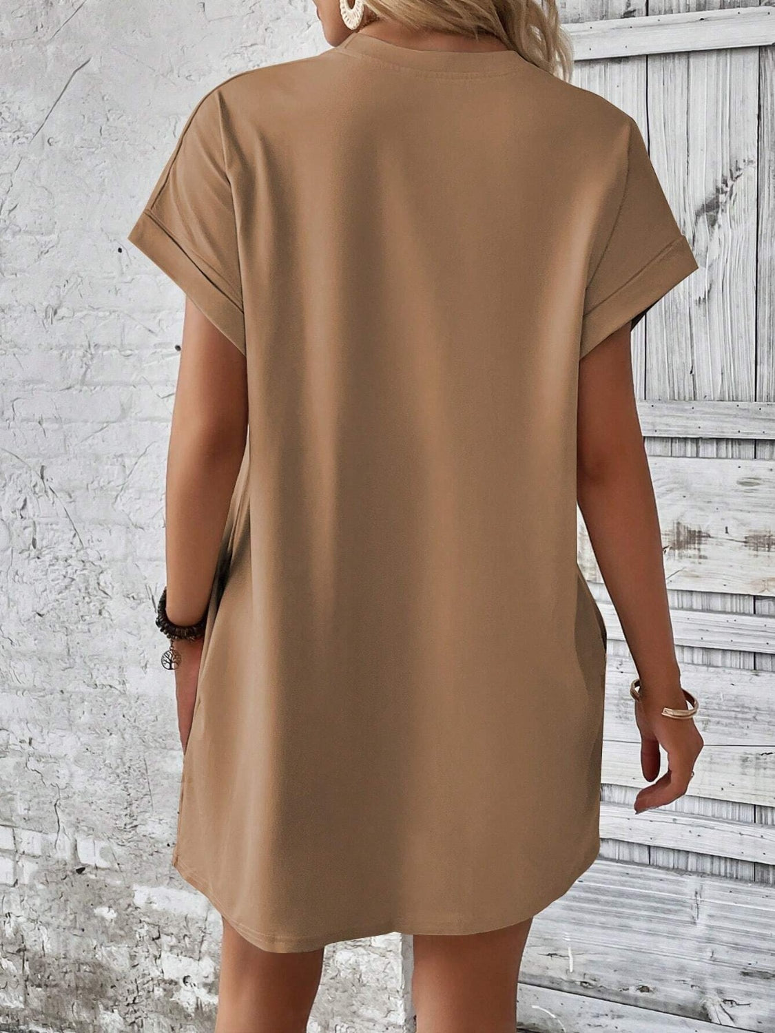 Round Neck Short Sleeve Mini Dress Round Neck Short Sleeve Mini Dress